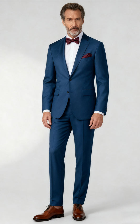Navy Blue Twill Tailored Suit - Custom Made to Measure