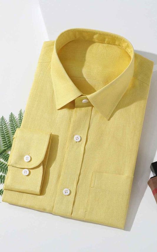 Rich Yellow Linen Long Sleeve Casual Shirt - Louisville