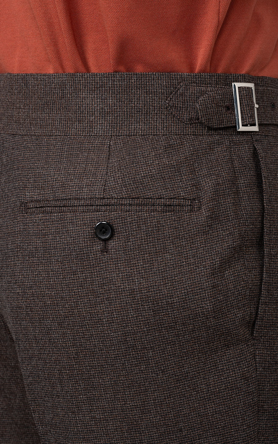Dark Brown Wool Pants Detail - Custom Tailored Fit