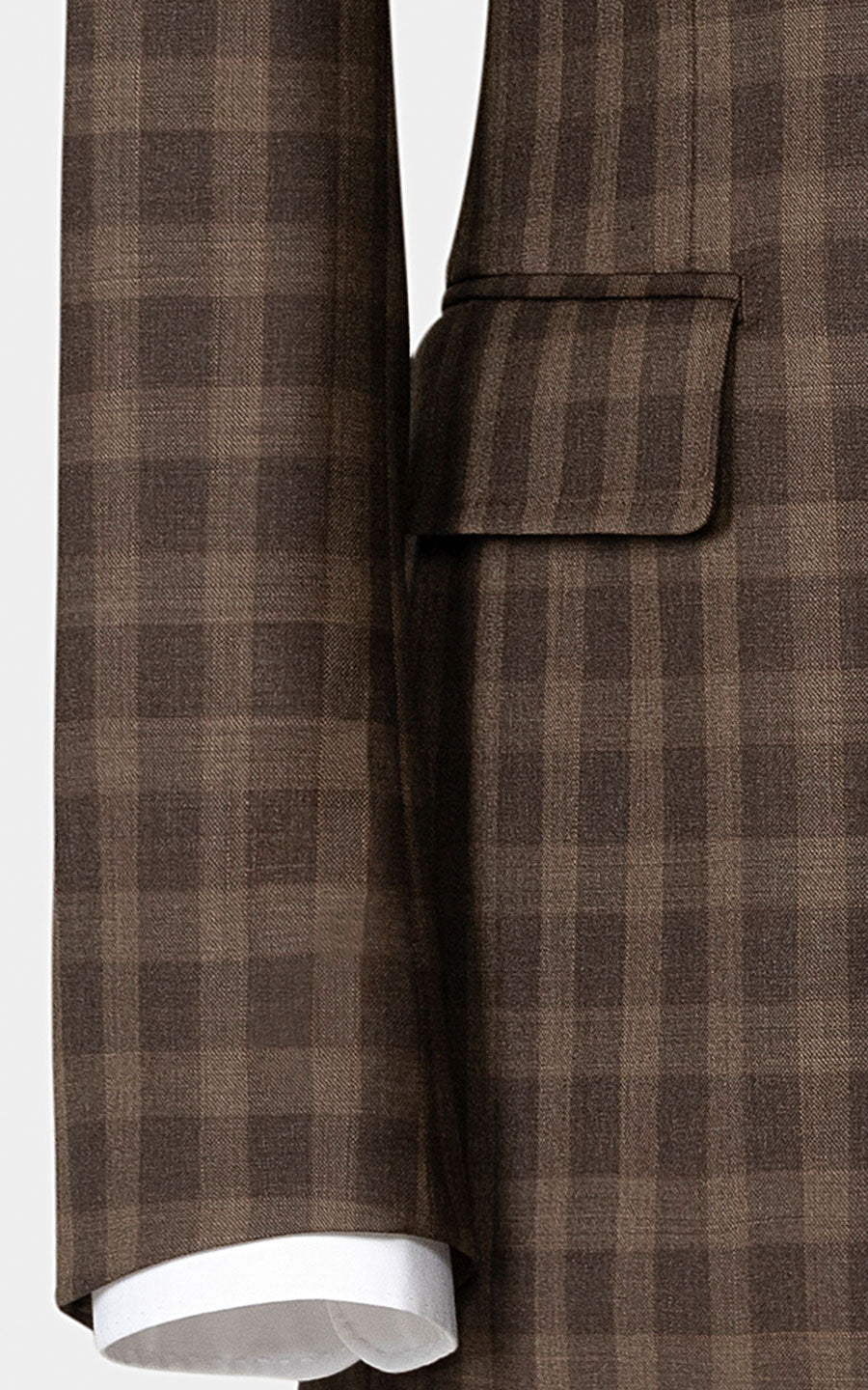 Man wearing dark brown plaid blazer professional