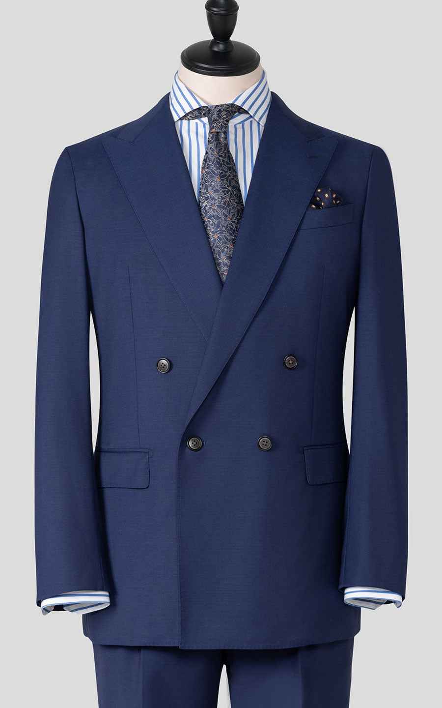 Men's Navy Blue Wool Business Suit Set - Custom Tailored