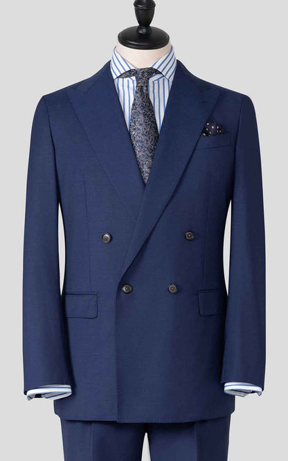 Men's Navy Blue Wool Business Suit Set - Custom Tailored