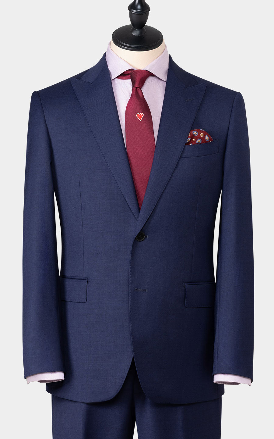 Dark blue twill custom suit front view tailored perfect