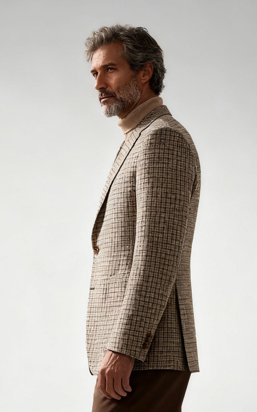 Men's Reddish Brown Houndstooth Wool Blazer - Custom