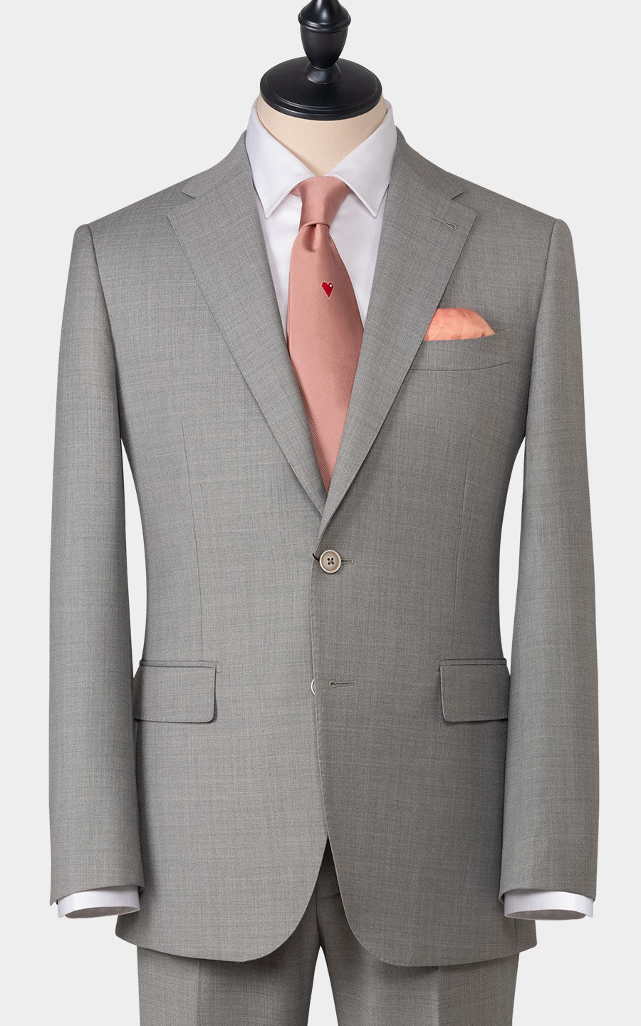 Custom Grey Satin Suit Side View - Wedding Formal Wear