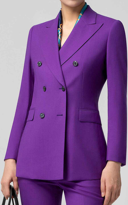 Women's Purple Double-Breasted Business Suit Set