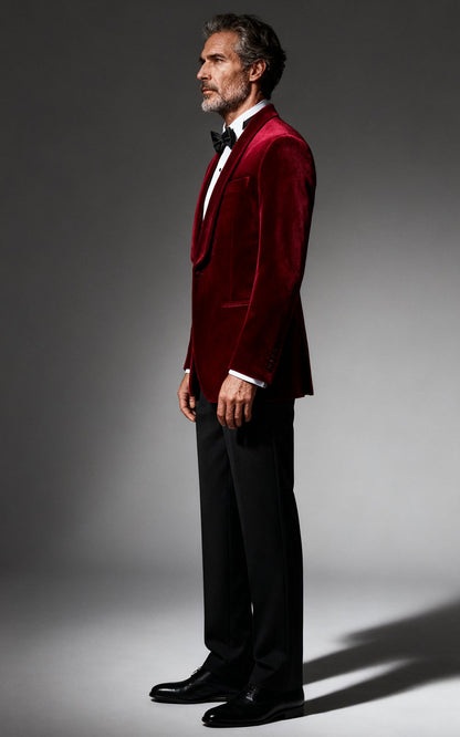 Custom Red Velvet Tuxedo - Tailored Formal Suit