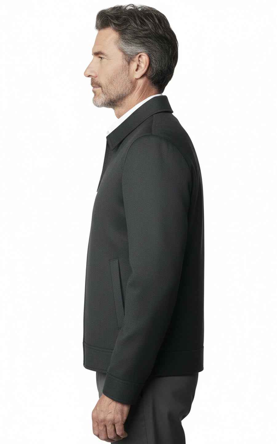 Charcoal Grey Tailored Zip Jacket for Men Business Casual