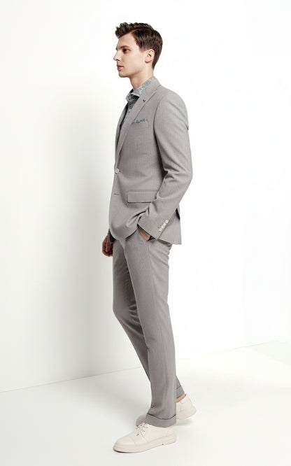 Men's Gray-Brown Striped Formal Custom Suits Set