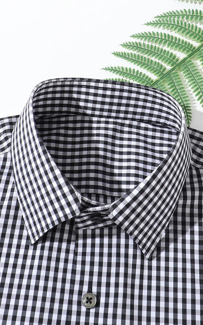 Custom Fit Grey Check Shirt - Men's Business Casual