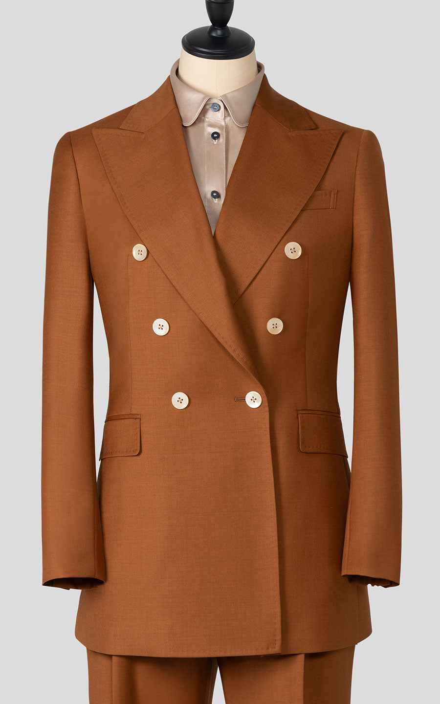 Women's Brown Double Breasted Blazer Suit Set