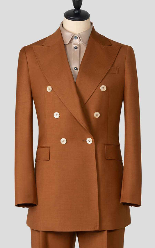 Women's Brown Double Breasted Blazer Suit Set