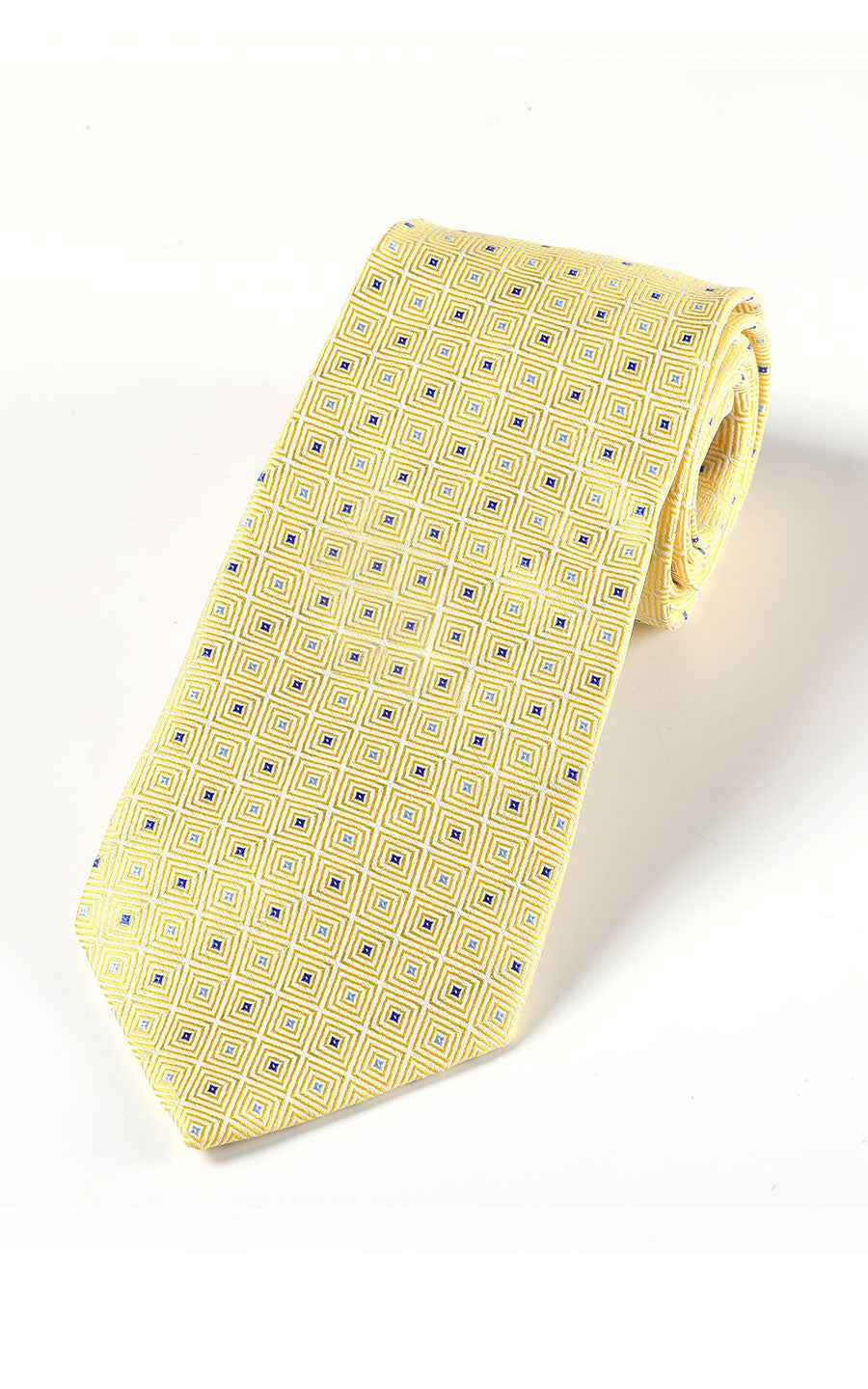 Yellow geometric silk tie - elegant classic business
