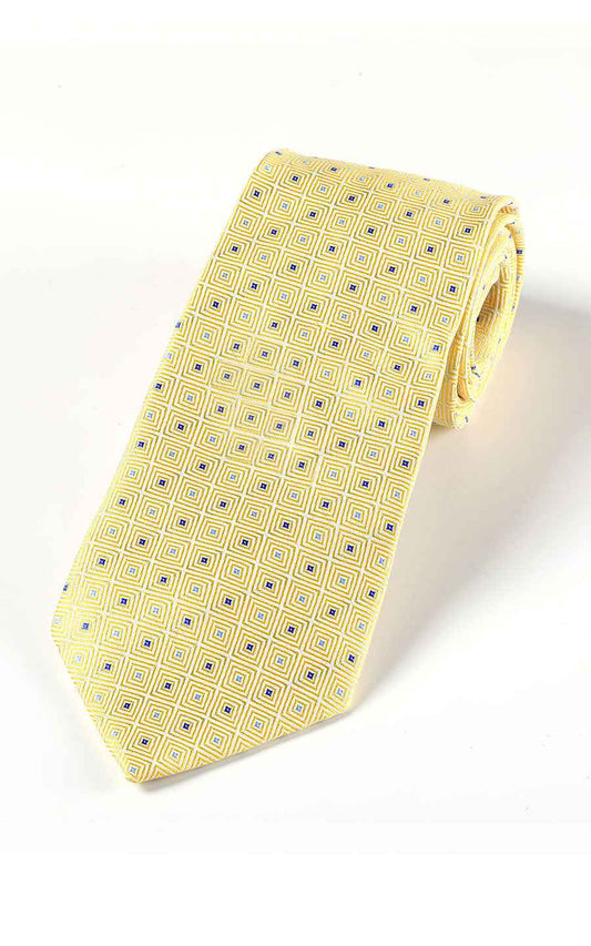 Yellow geometric silk tie - elegant classic business