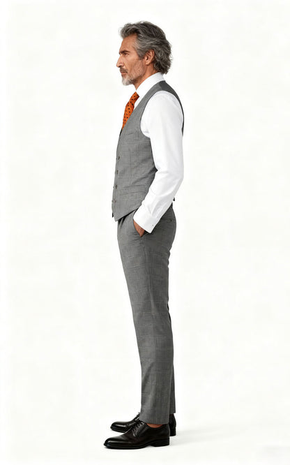 Premium Grey Wool Vest Custom Tailored Online