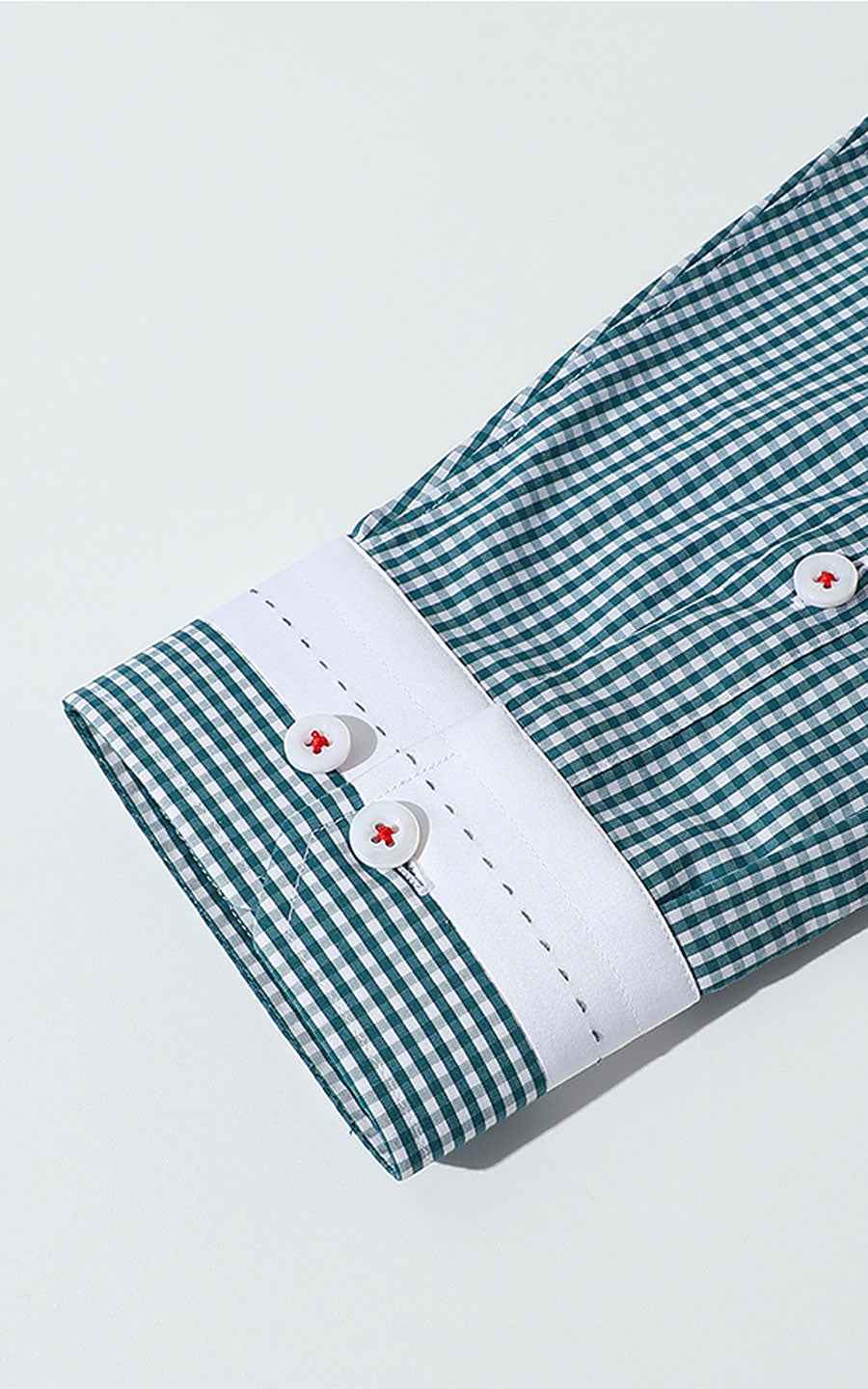 Men's casual shirt custom made Fashion green and white plaid