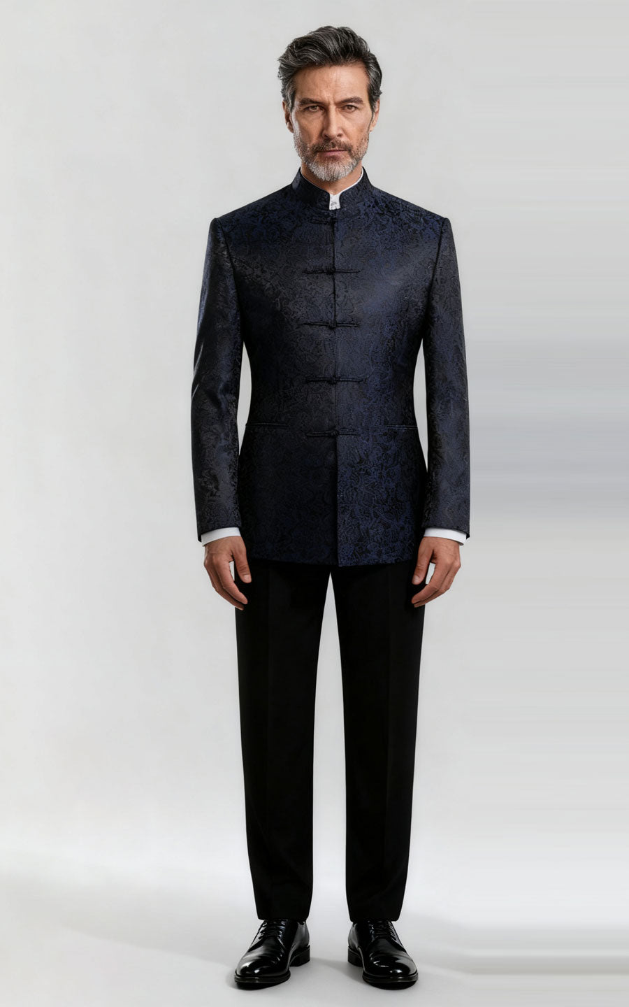Blue Jacquard Silk Fabric for Custom Men's Wedding Suits