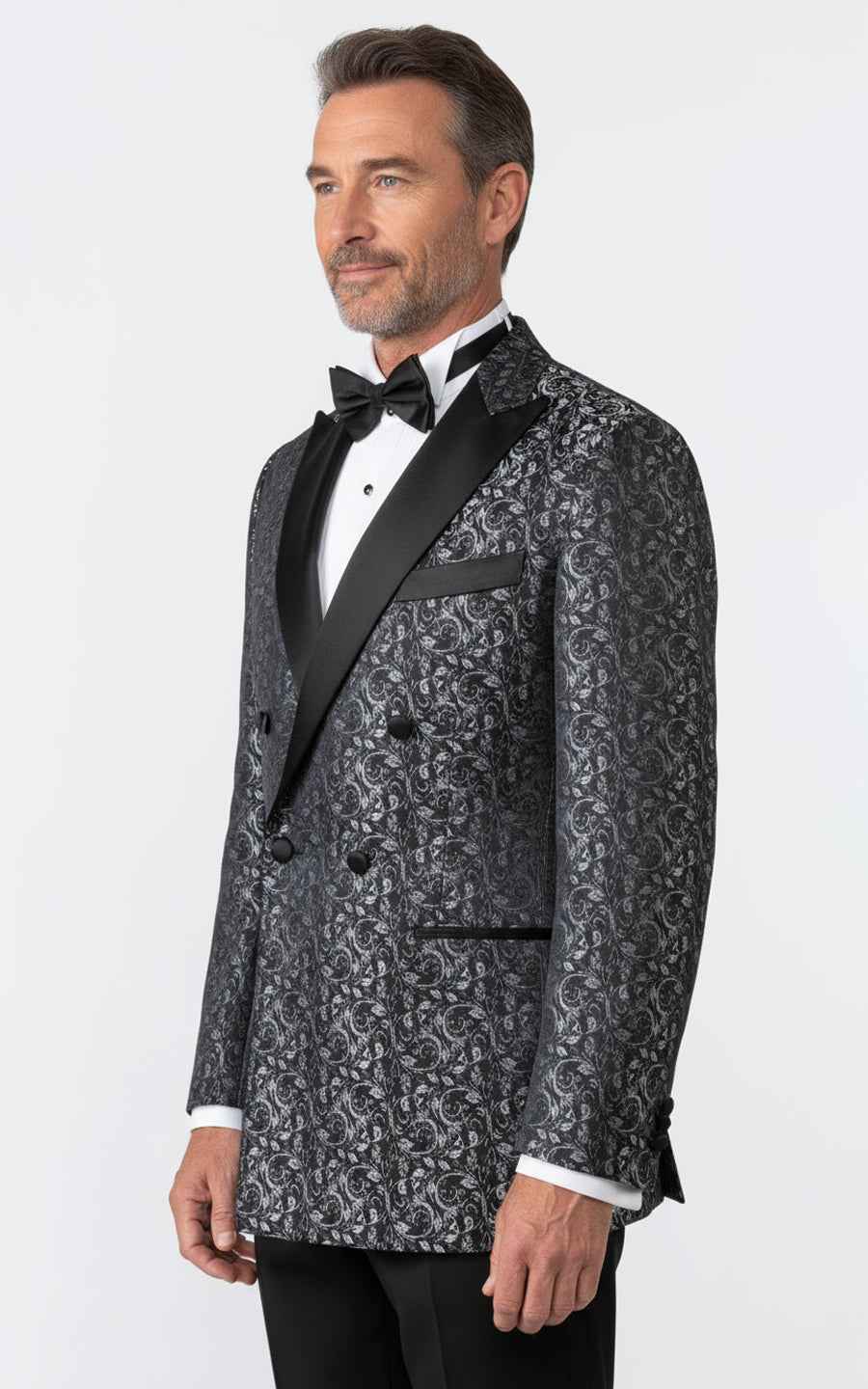 Double-breasted men's black tailcoat suit Coat