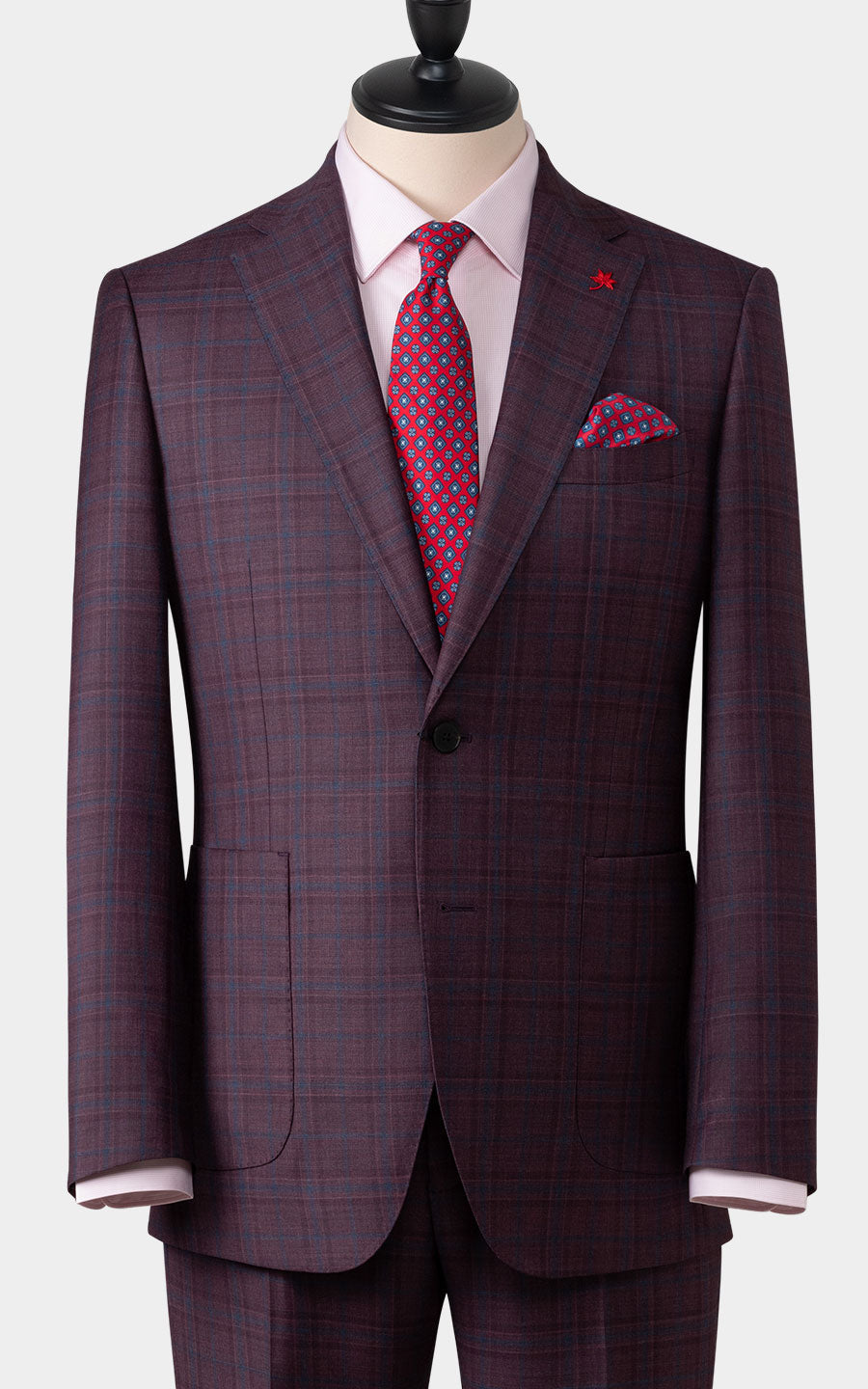 Purple plaid tailored suit front view premium custom
