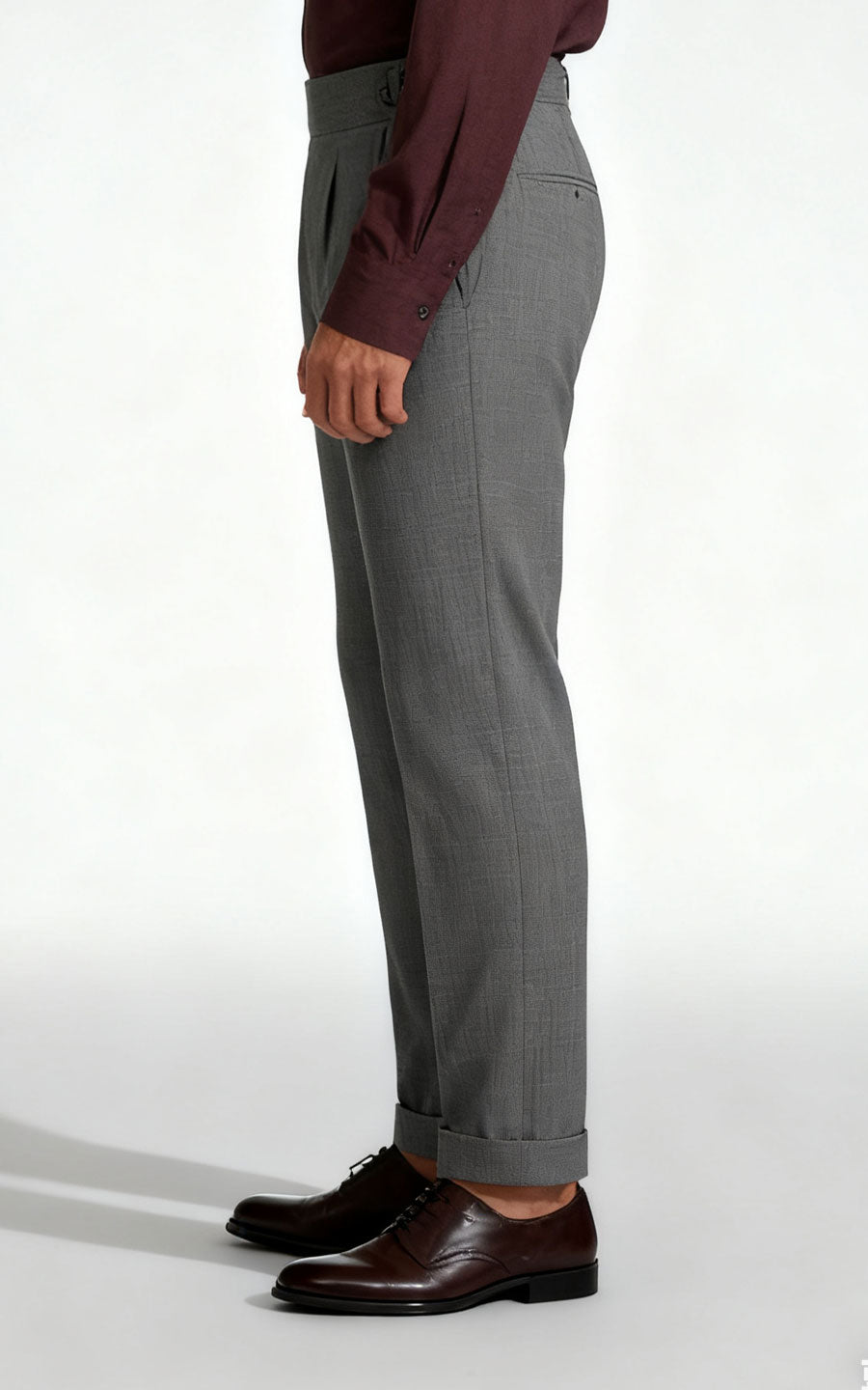 Grey Floral Textured Suit Pants - Premium Tailored Fit