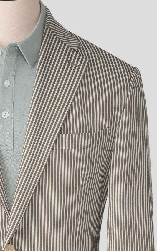 WIAI Brown White Striped Blazer - Premium Casual Jacket