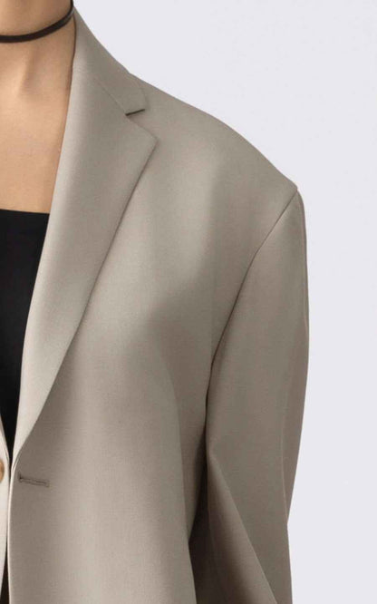 Beige Oversized Blazer - Professional Women's Jacket