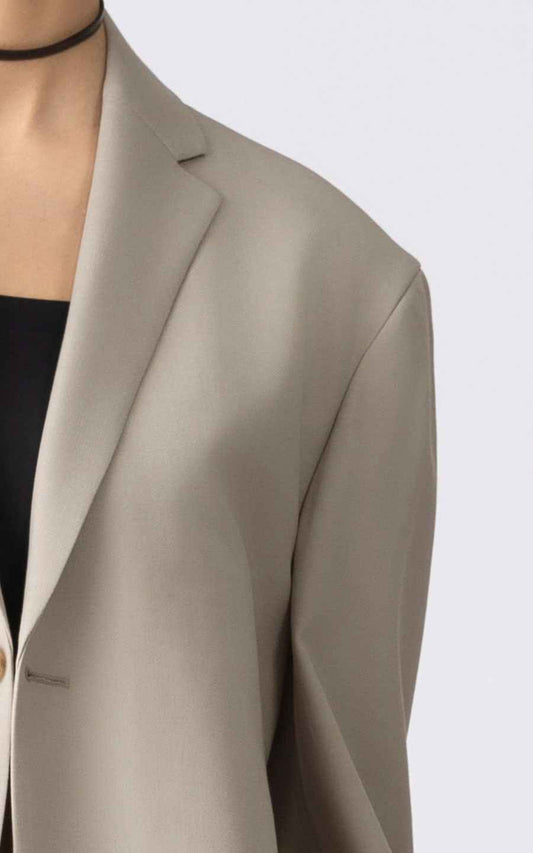 Beige Oversized Blazer - Professional Women's Jacket