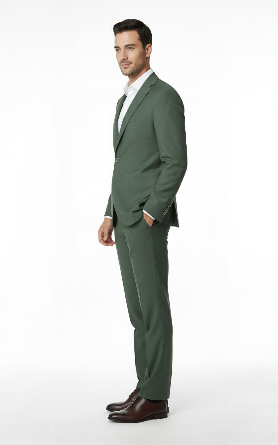 Mens Light Green Bespoke Business Suit Wedding Formal Set