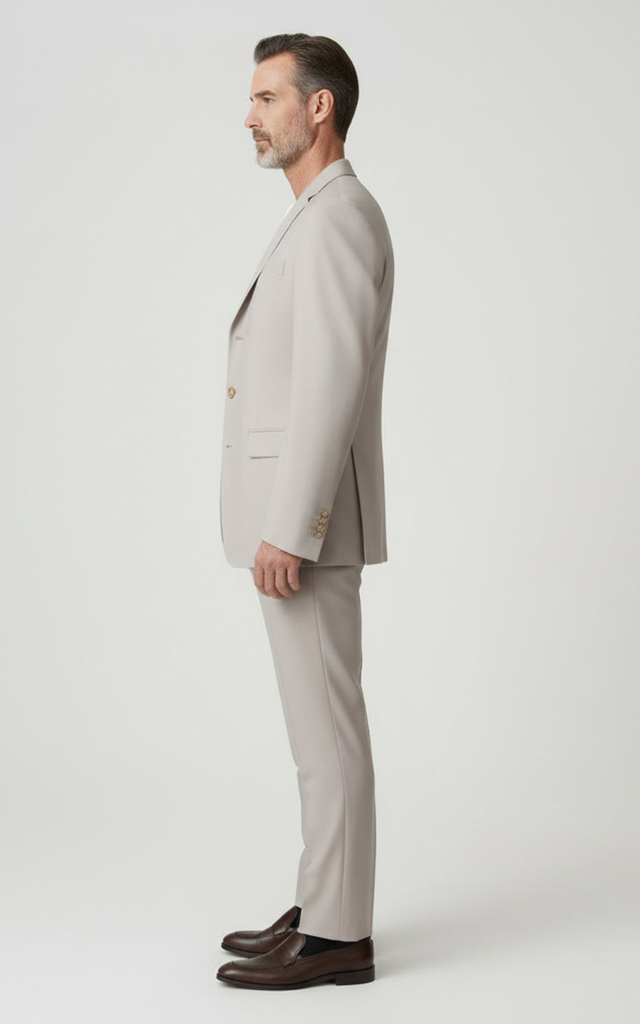 Mens Casual Suit Beige Tailored Modern Leisure Set