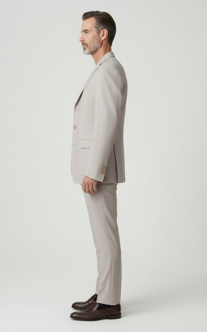 Mens Casual Suit Beige Tailored Modern Leisure Set