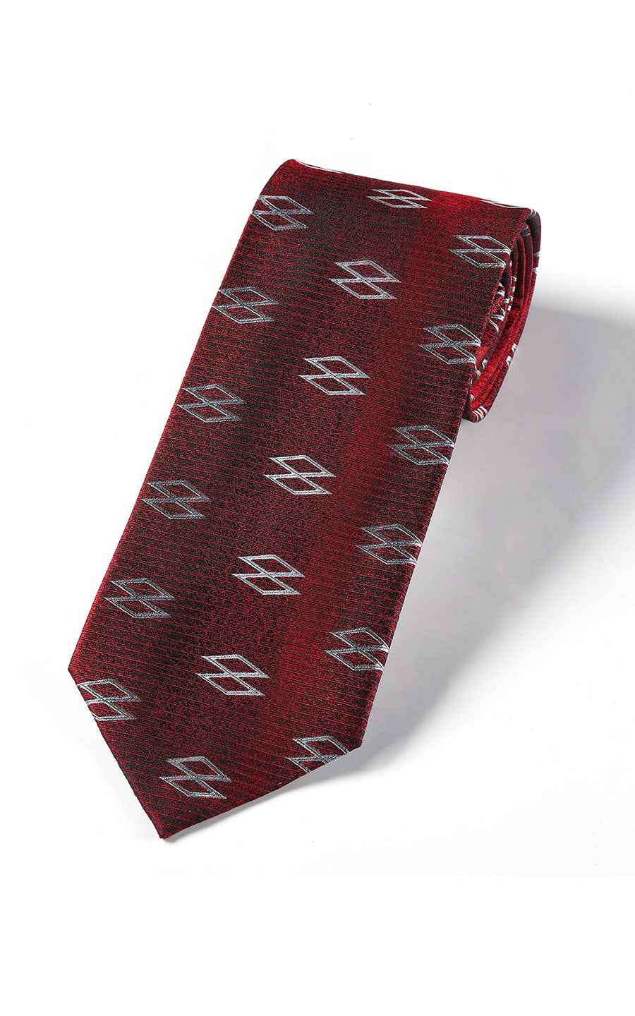 Burgundy diamond pattern silk tie - premium business necktie for men