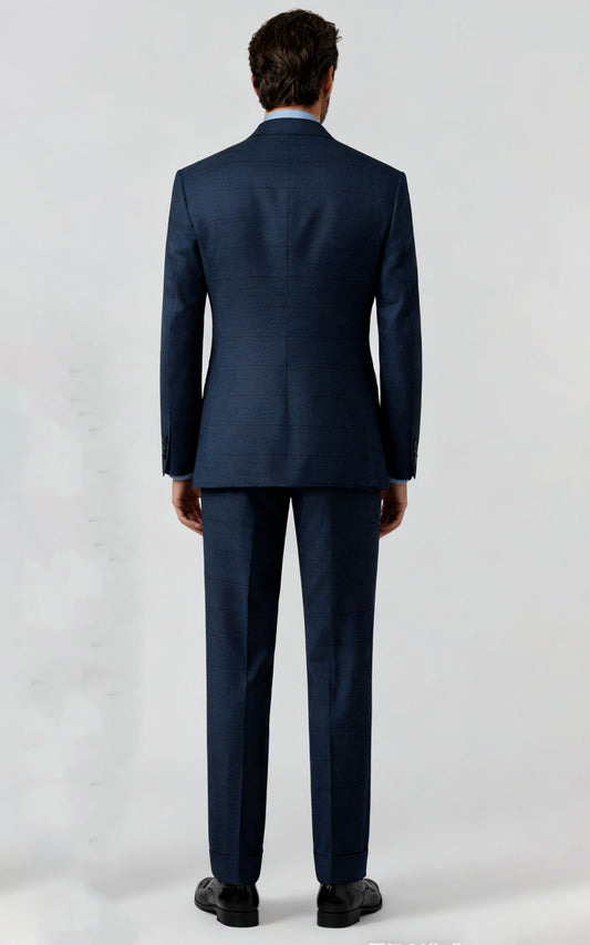 Suit custom Navy Blue Wool Business Suit Set for Men