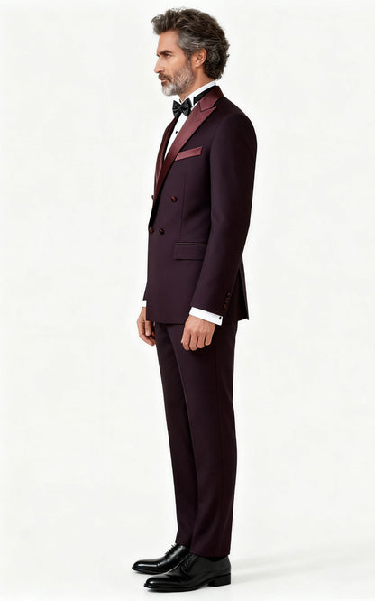Purple Jacquard Textured Tuxedo - Custom Formal Suit