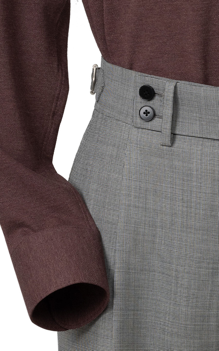 Gray Tailored Suit Trousers - Floral Textured Wool