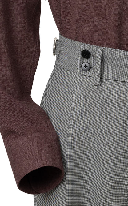 Gray Tailored Suit Trousers - Floral Textured Wool