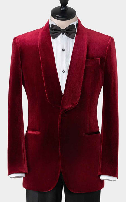 Men's Burgundy Velvet Wedding Suit - Formal Tuxedo