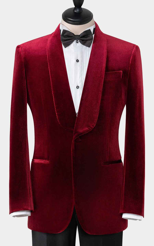 Men's Burgundy Velvet Wedding Suit - Formal Tuxedo