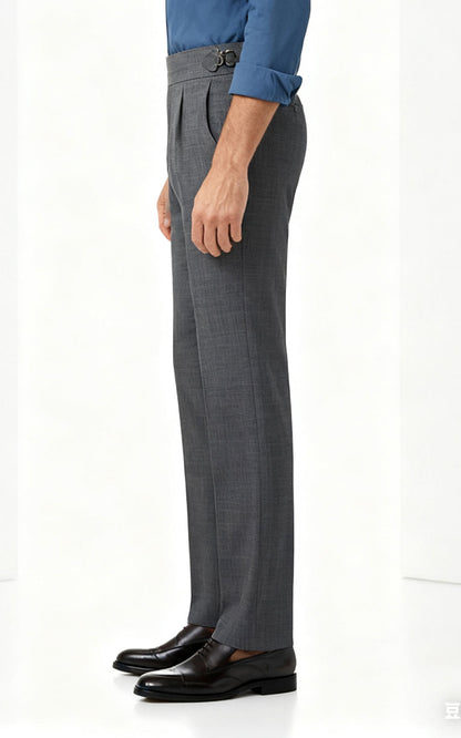 Grey Plaid Dress Pants - Premium Tailored Trousers