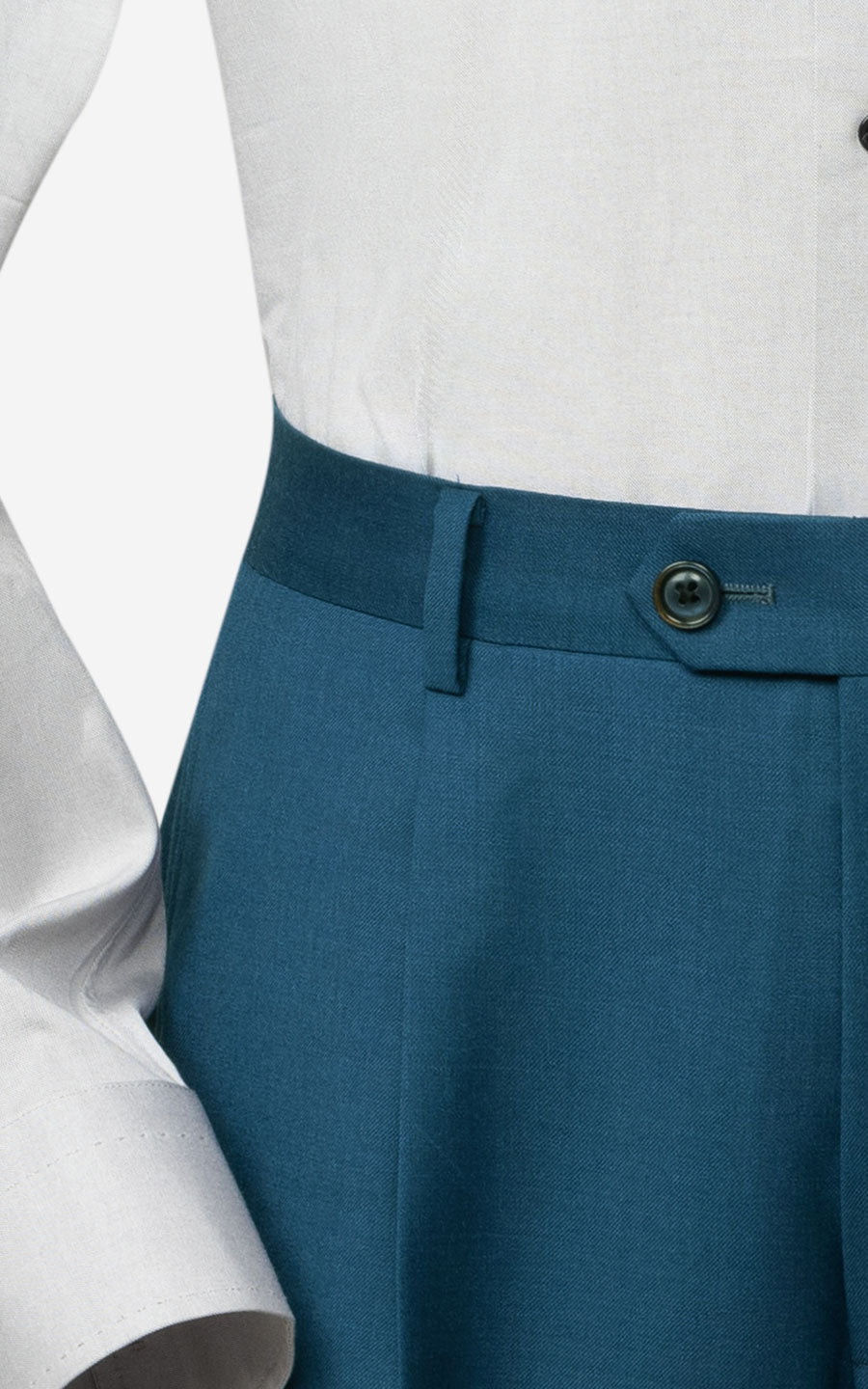 Tailored Teal Wool Trousers - Tailored Suit Trousers