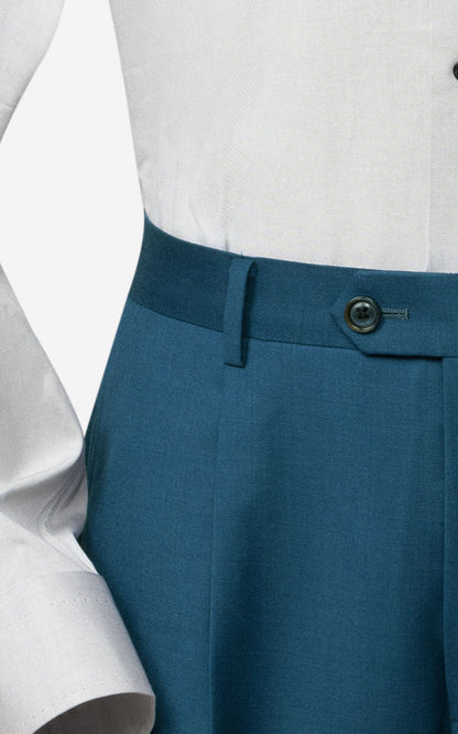 Tailored Teal Wool Trousers - Tailored Suit Trousers