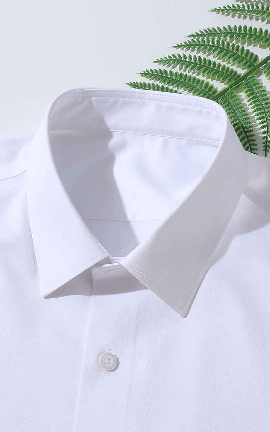WIAI Men's White Stretch Cotton Blend Casual Shirt