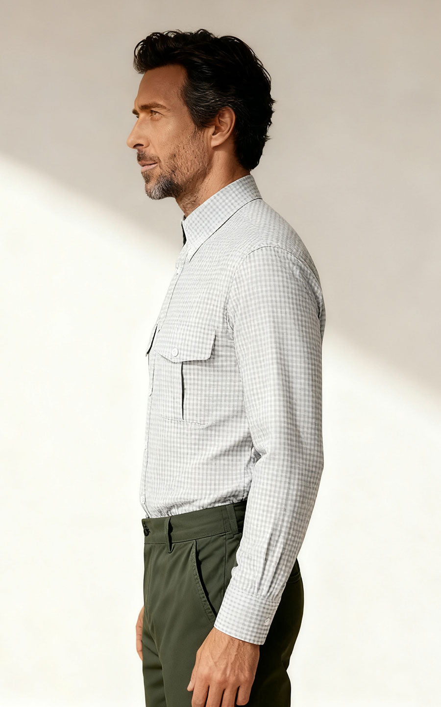 Men's Oxford Grey Check Tailored Dress Shirt - Business