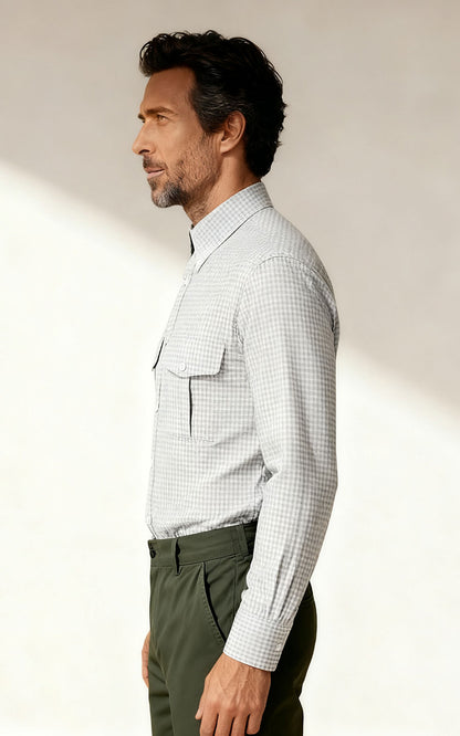 Men's Oxford Grey Check Tailored Dress Shirt - Business