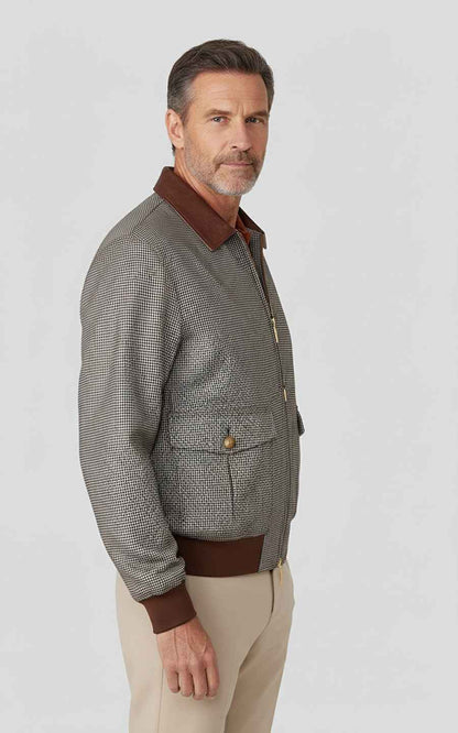 Custom brown plaid jacket for men casual coat