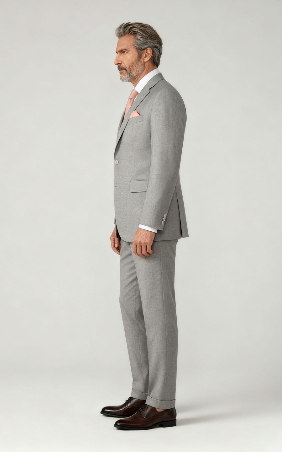 Light Grey Satin Premium Custom Suit - Tailored