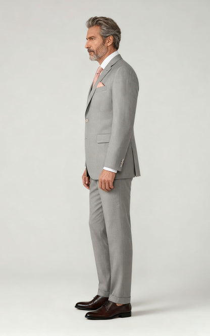 Light Grey Satin Premium Custom Suit - Tailored