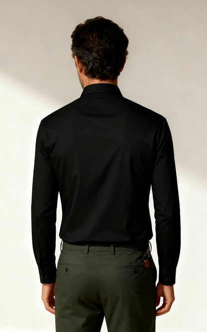 Men's Black Dress Shirt Tailored Fit Business Casual