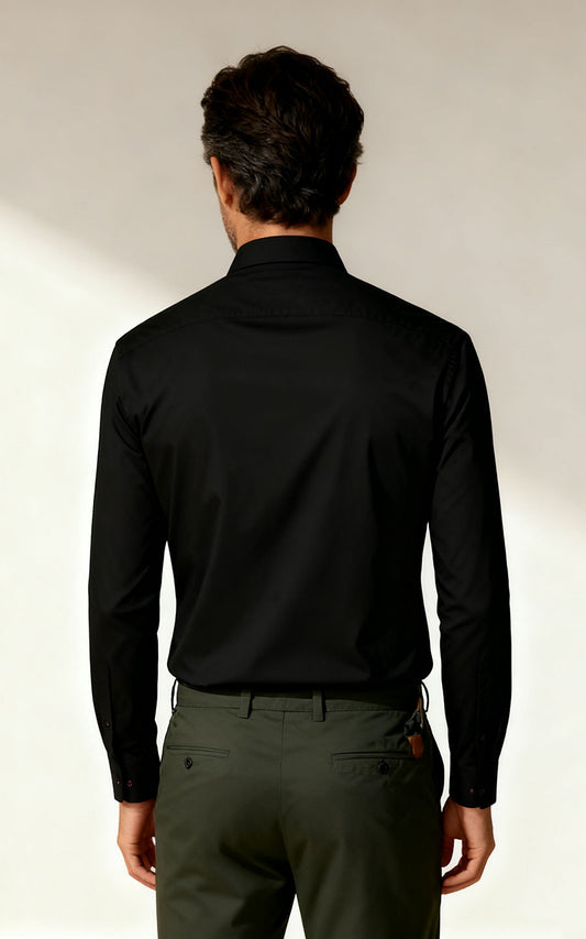 Men's Black Dress Shirt Tailored Fit Business Casual