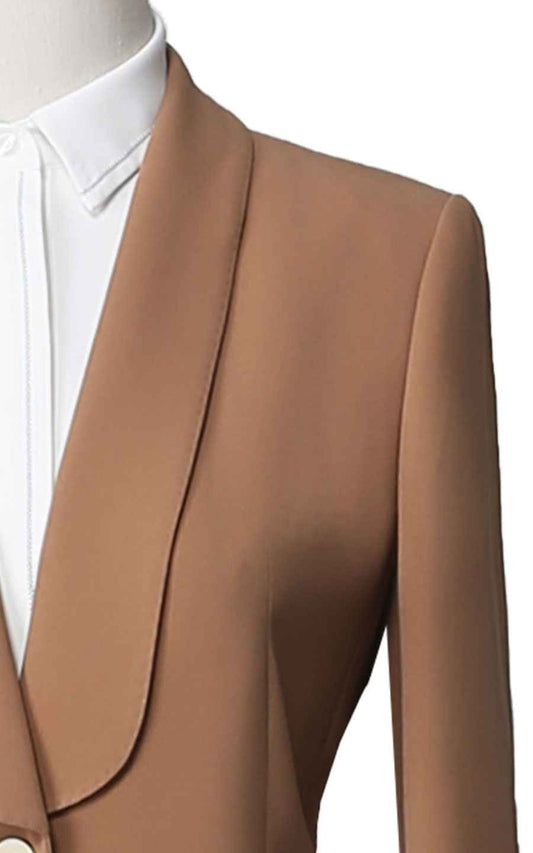 Women's Camel Shawl Collar Blazer - Professional Business Coat