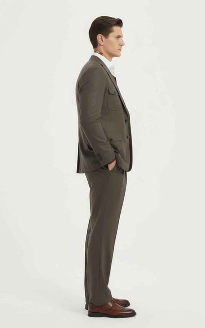 Office Suit Men - Classic Gray Blazer & Trousers Set